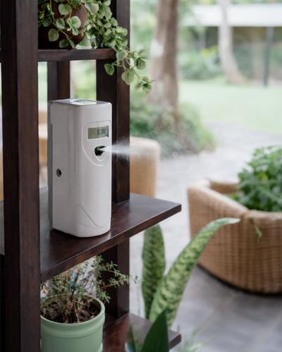 Maxi-Set: Sprühautomat + 6x 250ml EcoHome Spray + Batterien